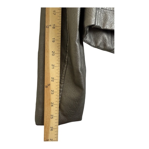 Tart Collection Moto Jacket Gray Vegan Leather Size Medium Double Breasted - Picture 9 of 12